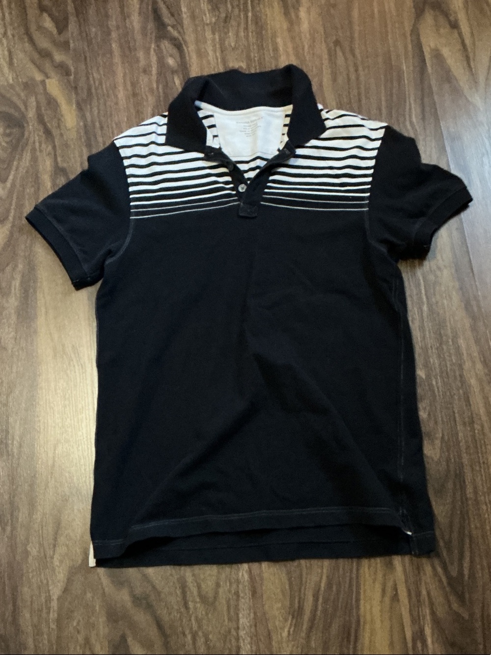 Banana Republic Black Polo with White Striped Yoke
